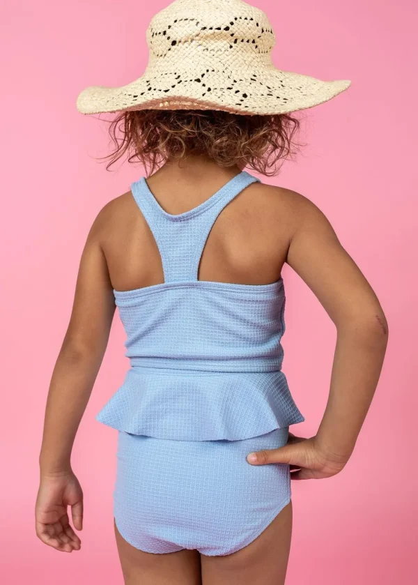 Waffled Barely Blue | Mini Peplum Bottoms