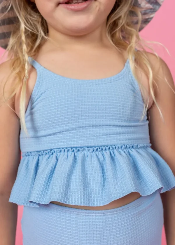 Waffled Barely Blue | Mini Peplum Top