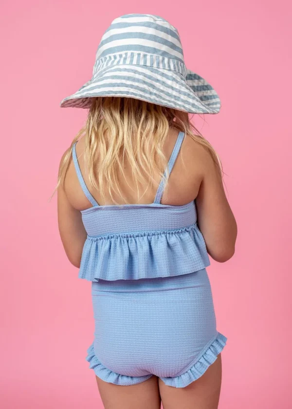 Waffled Barely Blue | Mini Peplum Top