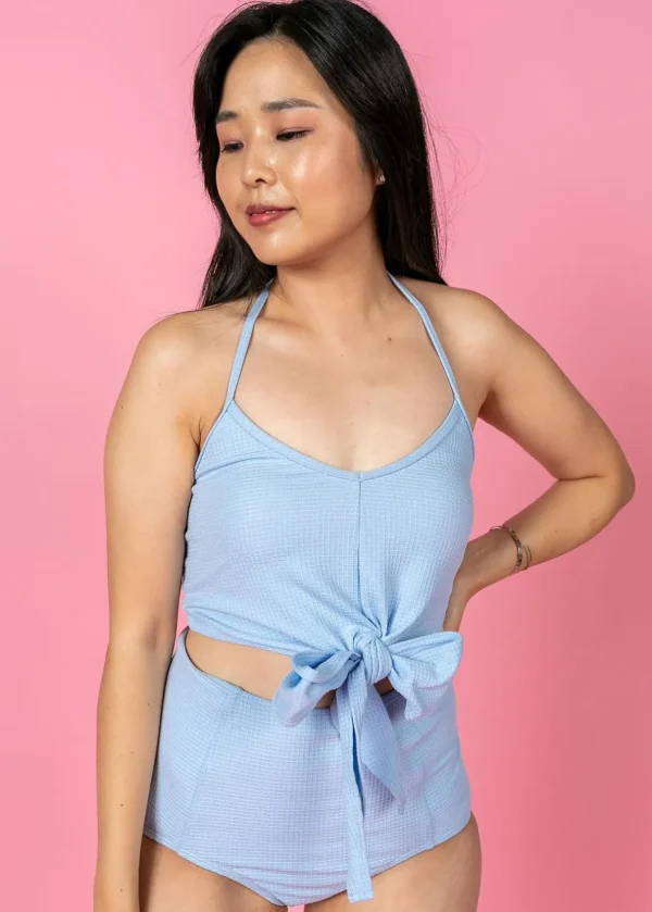 Waffled Barely Blue | Tied-Up Top