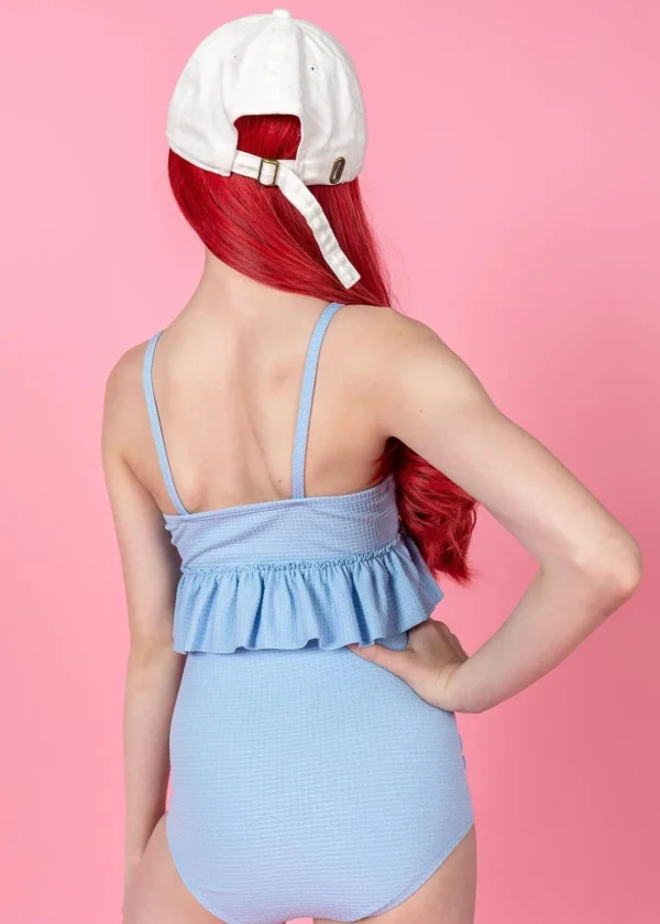 Waffled Barely Blue | Youth Down in Front Ruffle Bottoms