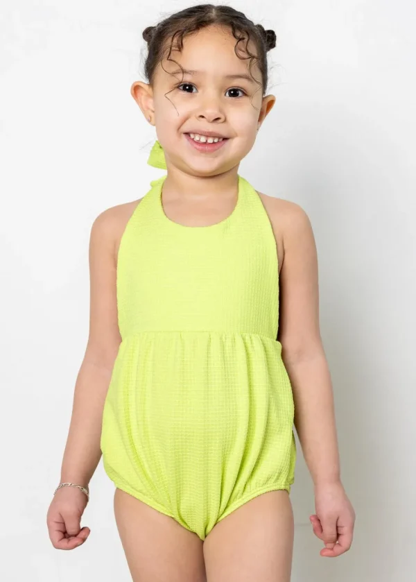 Waffled Glow Green | Baby Romper One-Piece