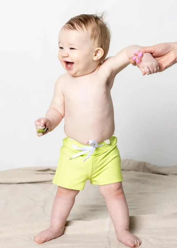 Waffled Glow Green | Baby Euro Shorts