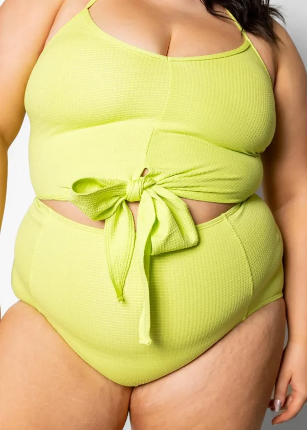 Waffled Glow Green | Extended High-Waisted Bottoms