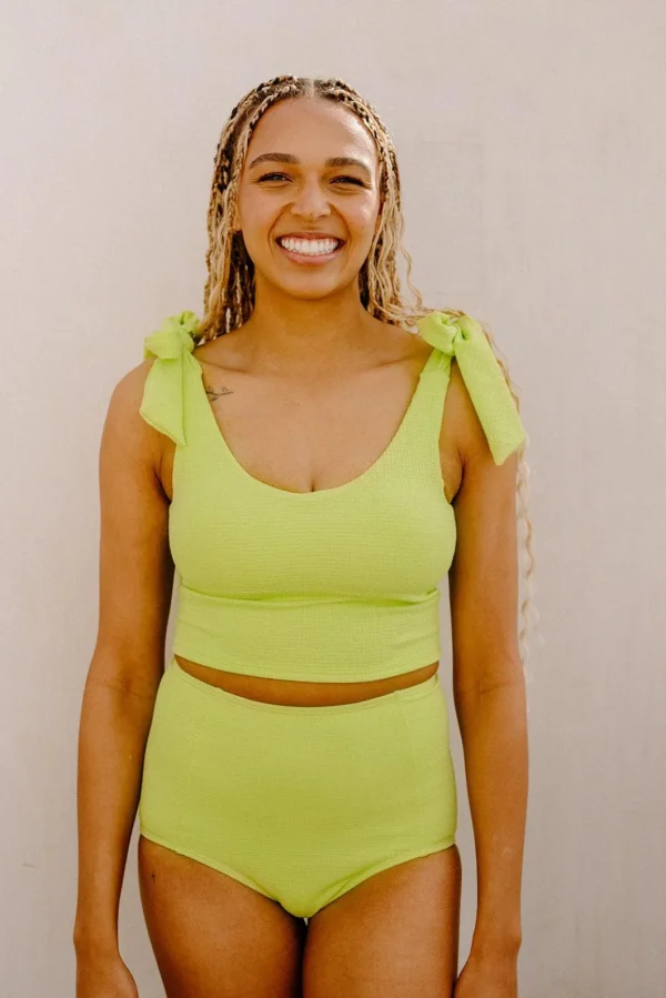 Waffled Glow Green | High-Waisted Bottoms