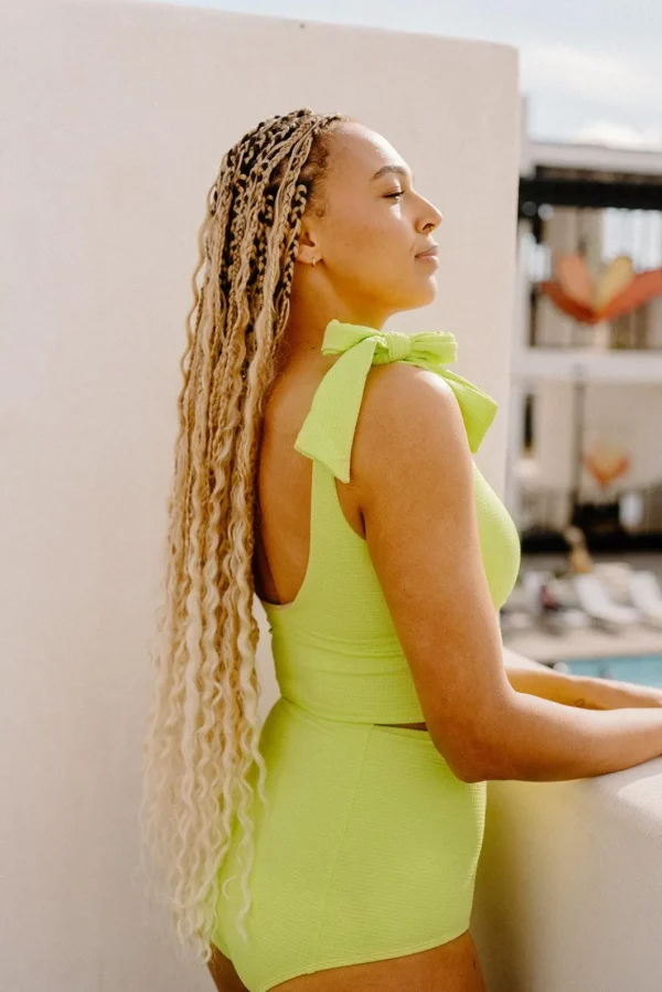 Waffled Glow Green | Knot Top