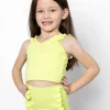 Waffled Glow Green | Mini Down in Front Ruffle Bottoms