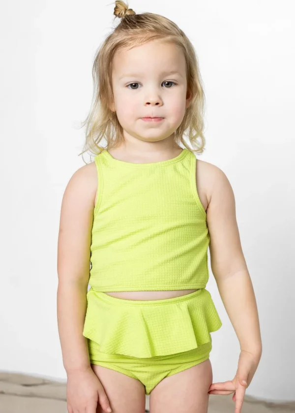 Waffled Glow Green | Mini Peplum Bottoms