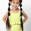 Waffled Glow Green | Mini Peplum Top