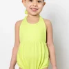 Waffled Glow Green | Mini Romper One-Piece