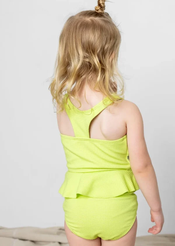Waffled Glow Green | Mini Peplum Bottoms