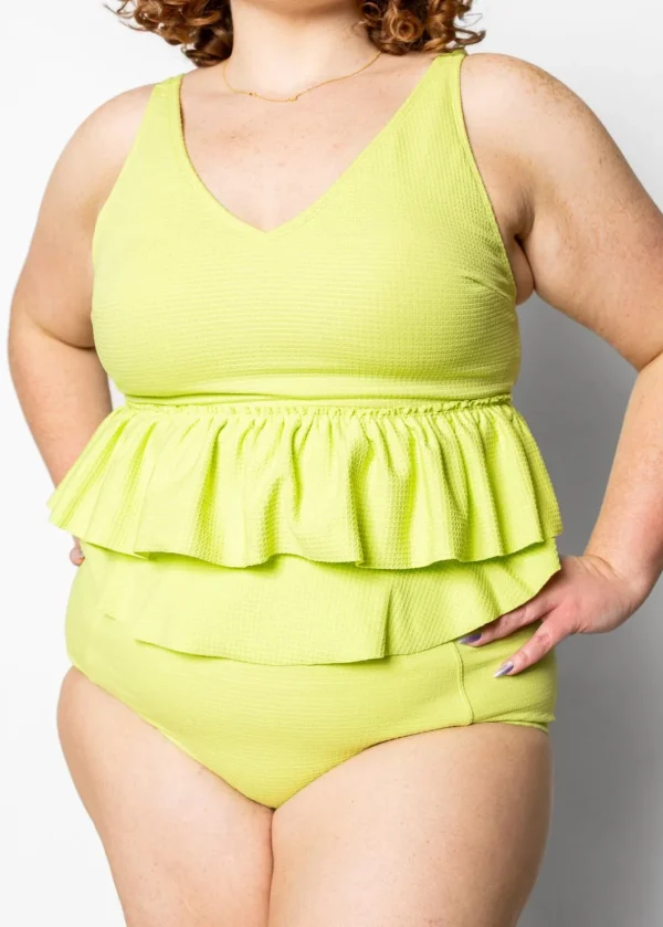 Waffled Glow Green | Peplum Bottoms