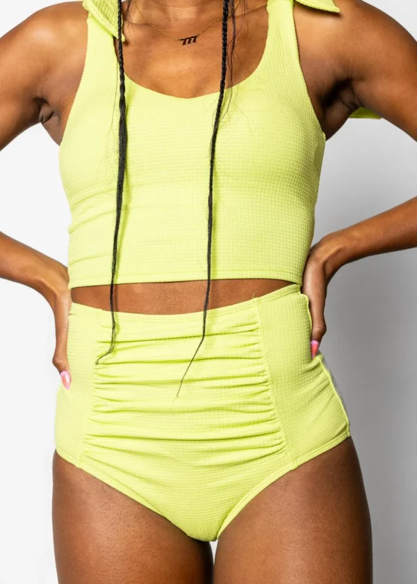 Waffled Glow Green | Ruched Bottoms 2.0