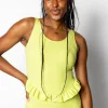 Waffled Glow Green | Skirted One-Piece