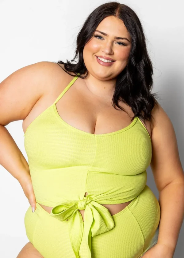 Waffled Glow Green | Tied-Up Top