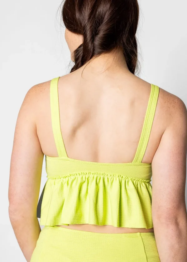 Waffled Glow Green | V-Neck Top