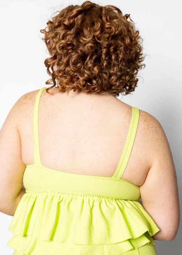 Waffled Glow Green | V-Neck Top