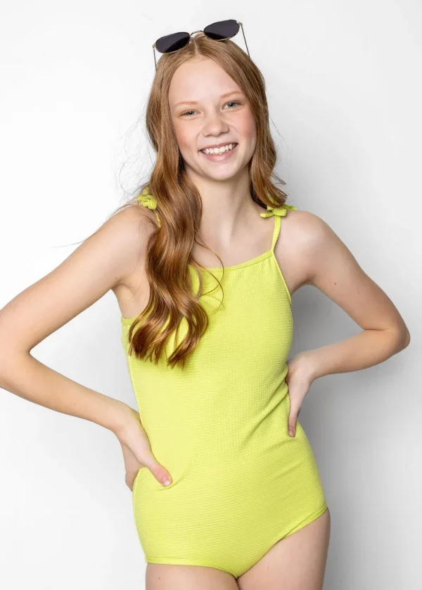 Waffled Glow Green | Youth Simply One-Piece