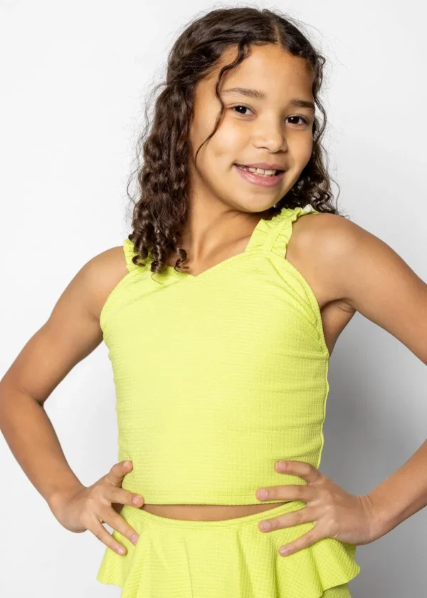 Waffled Glow Green | Youth Ripple Top