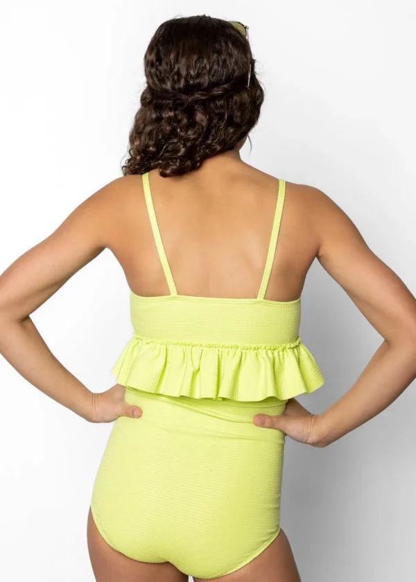 Waffled Glow Green | Youth Down in Front Ruffle Bottoms