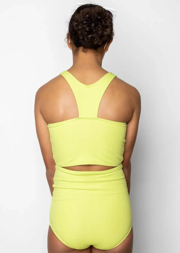 Waffled Glow Green | Youth Racer Back Top