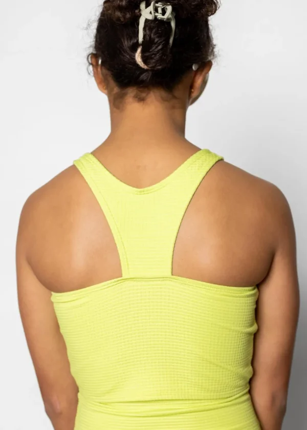 Waffled Glow Green | Youth Racer Back Top