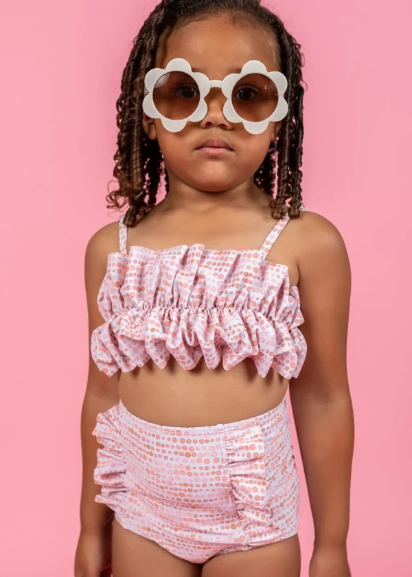 Watercolor Dots | Mini Down in Front Ruffle Bottoms