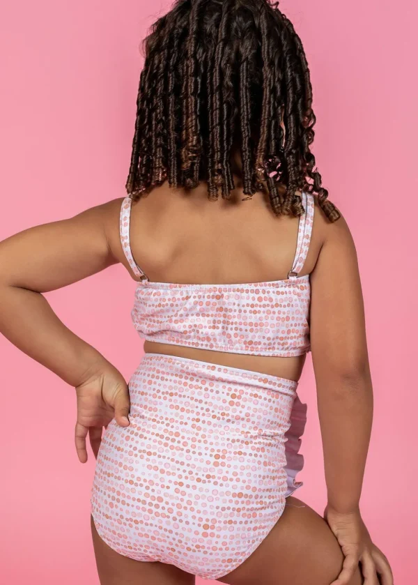 Watercolor Dots | Mini Down in Front Ruffle Bottoms