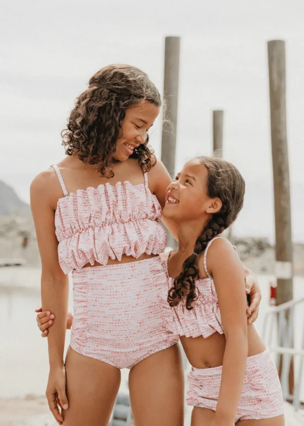 Watercolor Dots | Youth Down in Front Ruffle Bottoms