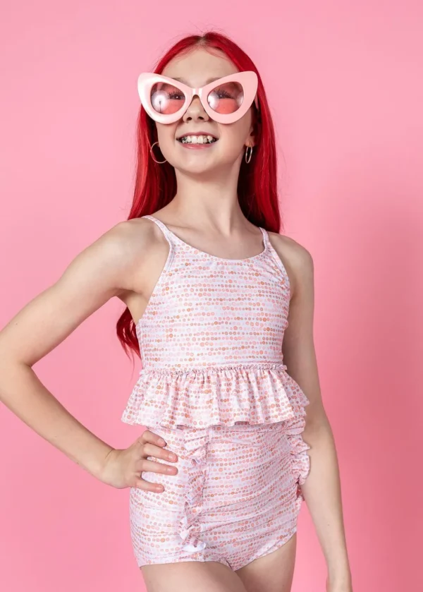 Watercolor Dots | Youth Down in Front Ruffle Bottoms